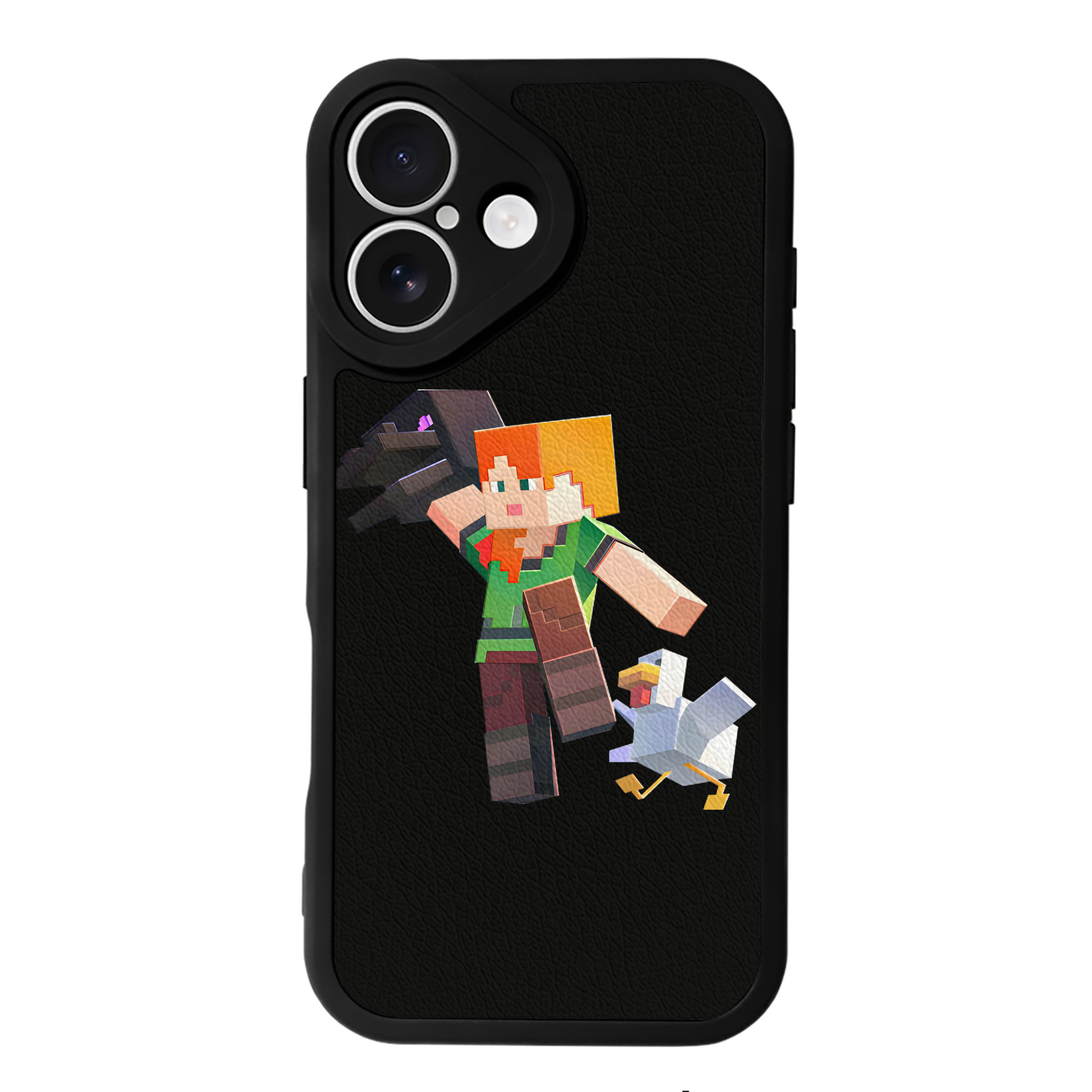 （画像用） マインクラフト ブロックの世界 Minecraft MC Block world 【iPhone 16シリーズ対応】シリコンスマホケース（レザー調） 材質：シリコン
